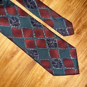 Boss Neck‎ Tie Men Maroon Green Business Wedding 100% Silk Made In Italy